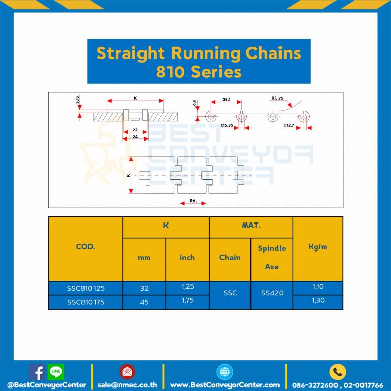 โซ่สแตนเลสทางตรง Table Top Chain SSC810 ; 1.25 นิ้ว. : SSC810 125