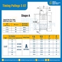 มู่เล่ย์ไทม์มิ่ง Pulley Timing 5GT หน้ากว้าง 15 mm. 30 ฟัน : Pulley Timing 5GT-15-30TA