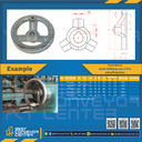 HW-100C พวงมาลัยมือหมุน 3 ก้าน.เหล็กชุบโครม 100 mm.เกลียว M6 (รูเพลา12 ร่องลิ่ม4 ลึก1.8 mm.)