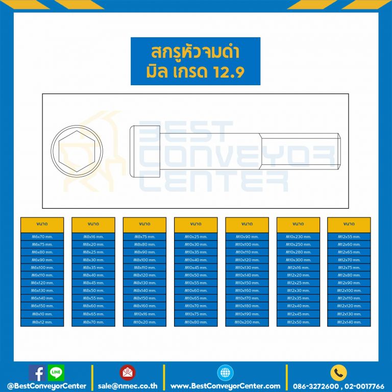 สกรูหัวจมดำ เกรด 12.9 ขนาด M33x220 mm. : HS-M33L220x12.9B