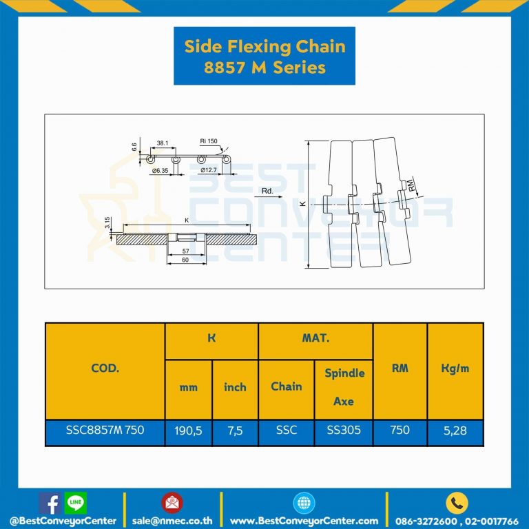 โซ่สแตนเลสทางโค้ง Table Top Chain SSC8857M ; 7.5 นิ้ว. : SSC8857M 750