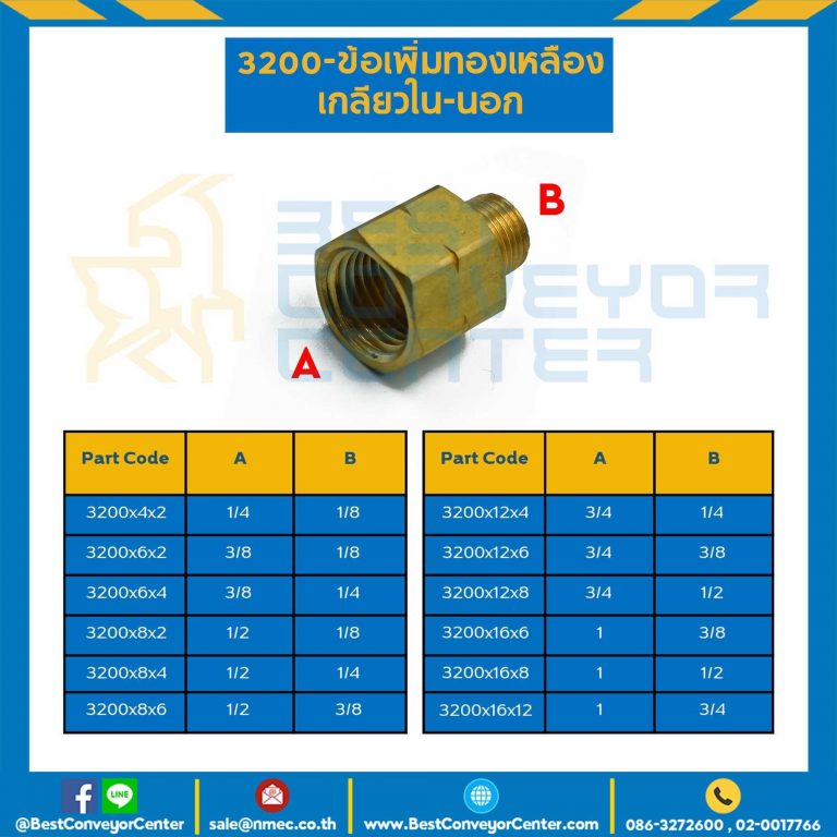 ข้อเพิ่มทองเหลืองเกลียวใน-นอก 3200x12x8