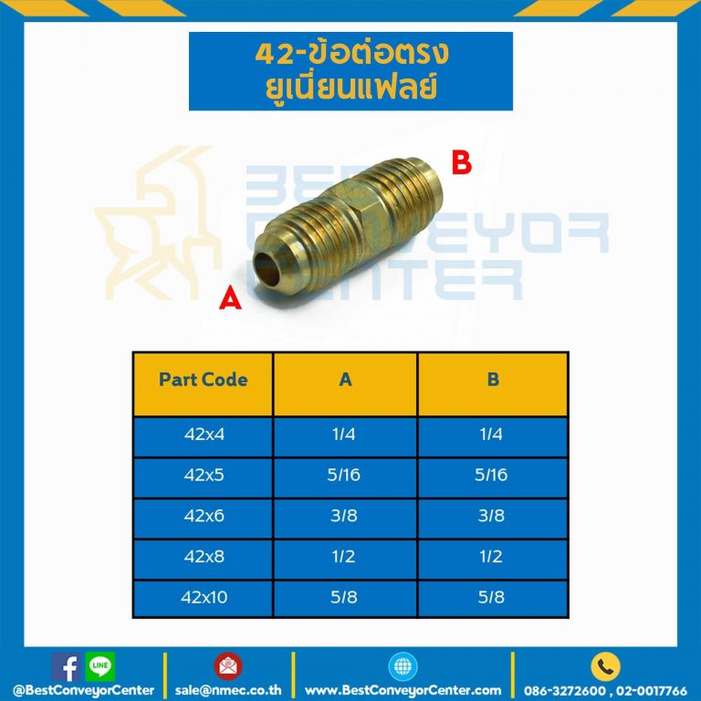 ข้อต่อตรงยูเนี่ยนแฟลย์ 42×10