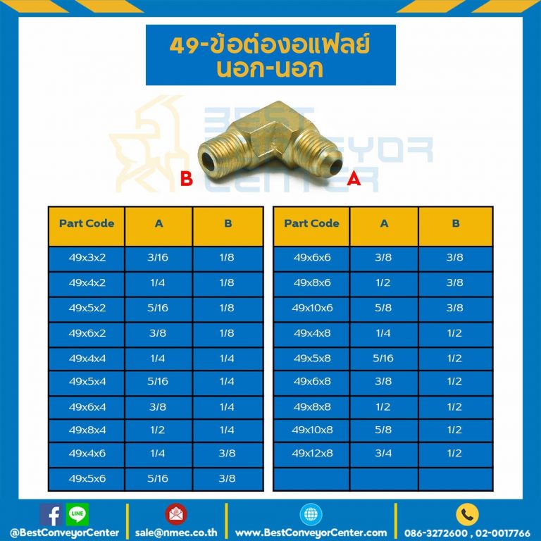 ข้อต่องอแฟลย์ นอก-นอก 49x10x6