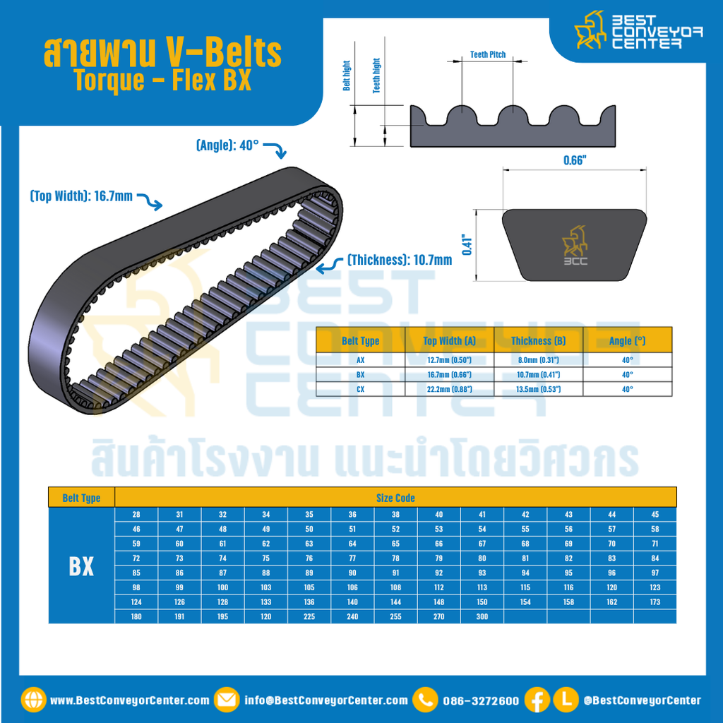 สายพาน V-Belt Torque – Flex : BX28
