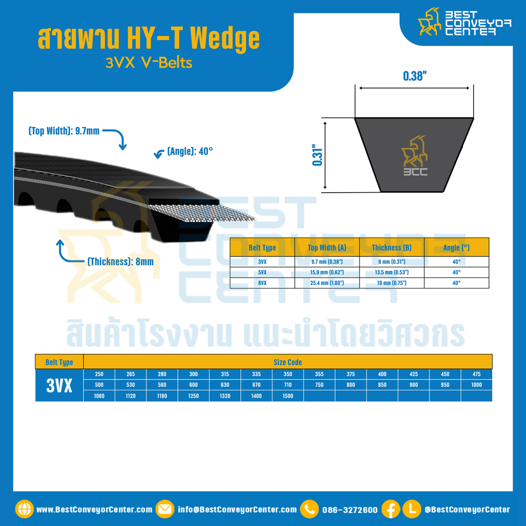 HY-T Wedge 3VX V-Belts : 3VX250