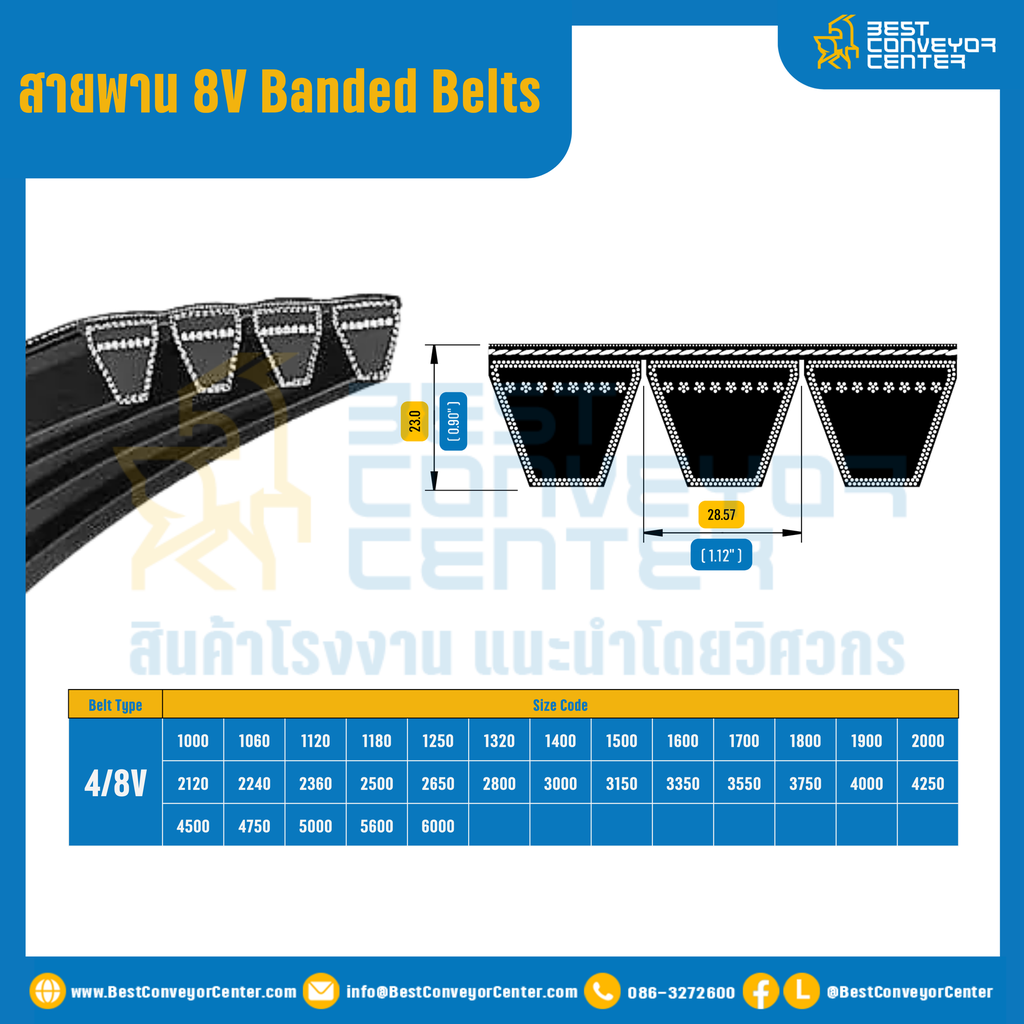 8V Banded Belts : 4/8V