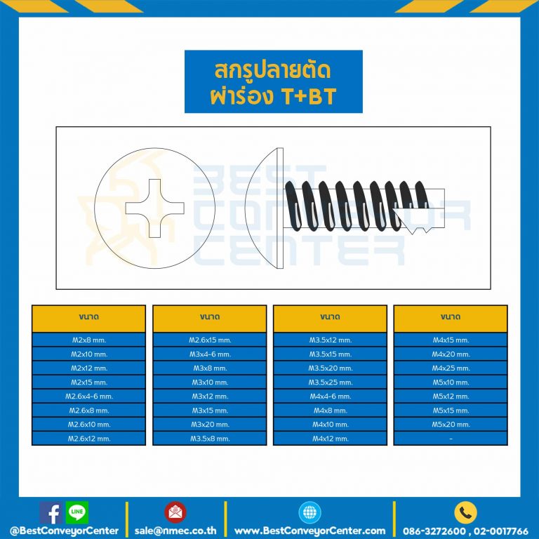 สกรูเกลียวเหล็กปลายตัดผ่าร่อง T+BT ขนาด M2.6×10 mm. : HSTBT-M2.6L32