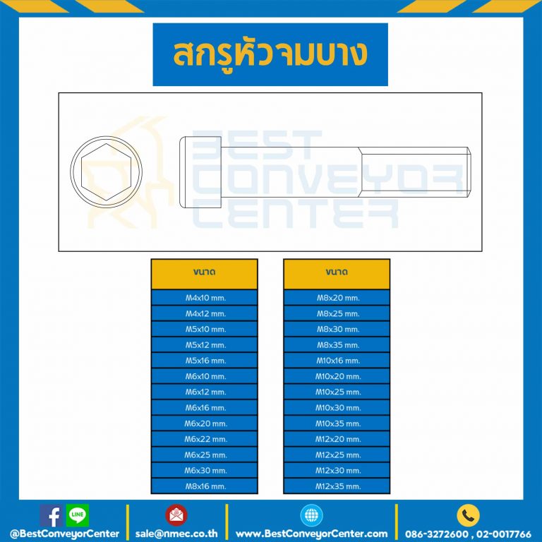 สกรูหัวจมบาง ขนาด M10x16 mm. : HSL-M10L16B