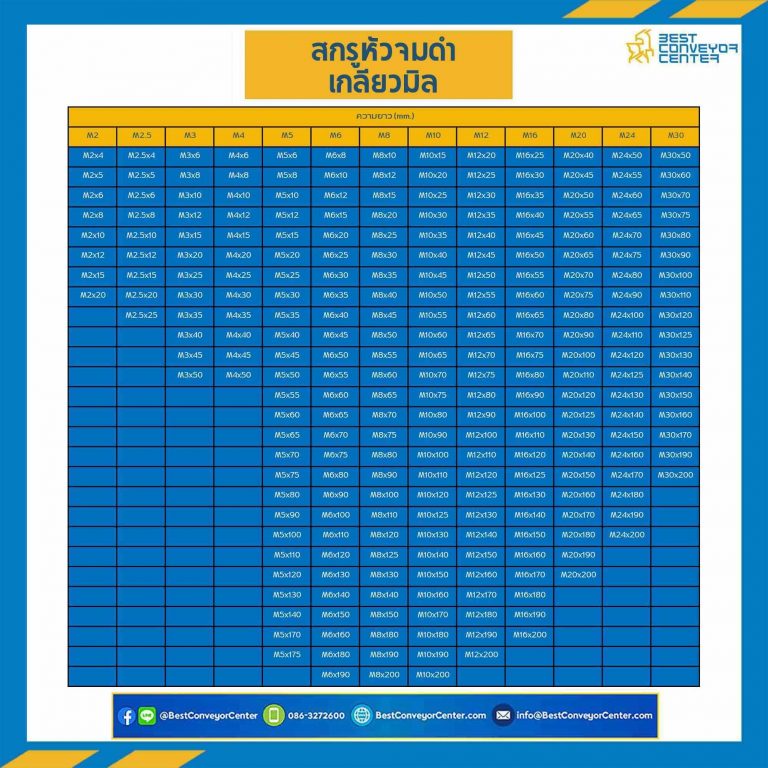 สกรูหัวจมดำ M2x5 mm.เกลียวตลอด : HS-M2L5B