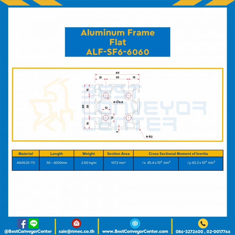 Aluminum Frame 6 Series Slot width 8 60×60 mm. L100 mm. Clear Anodize (Flat) : ALF-SF6-6060-159