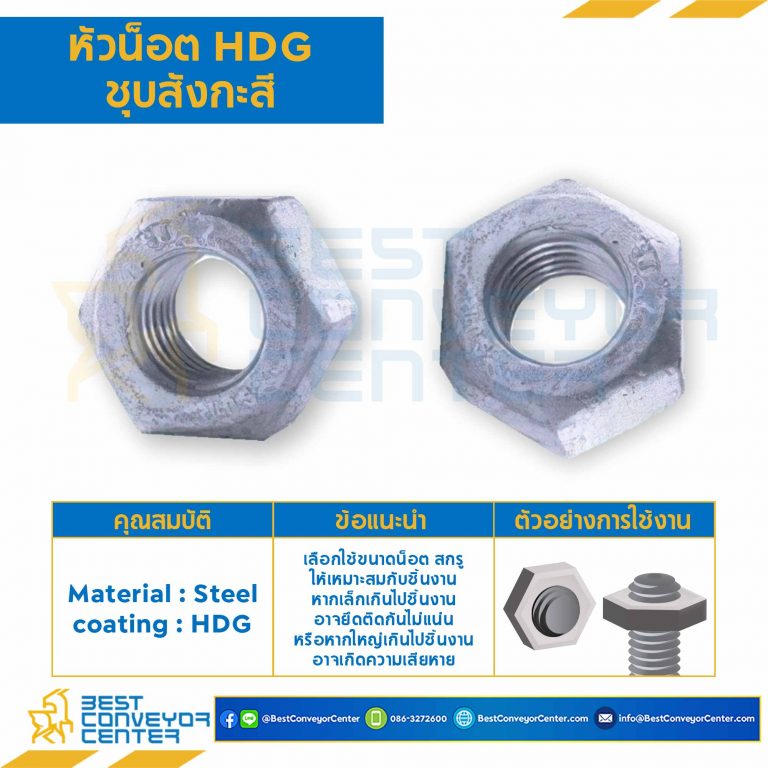 หัวน็อตชุบสังกะสี ขนาด M16 : HDG-M16