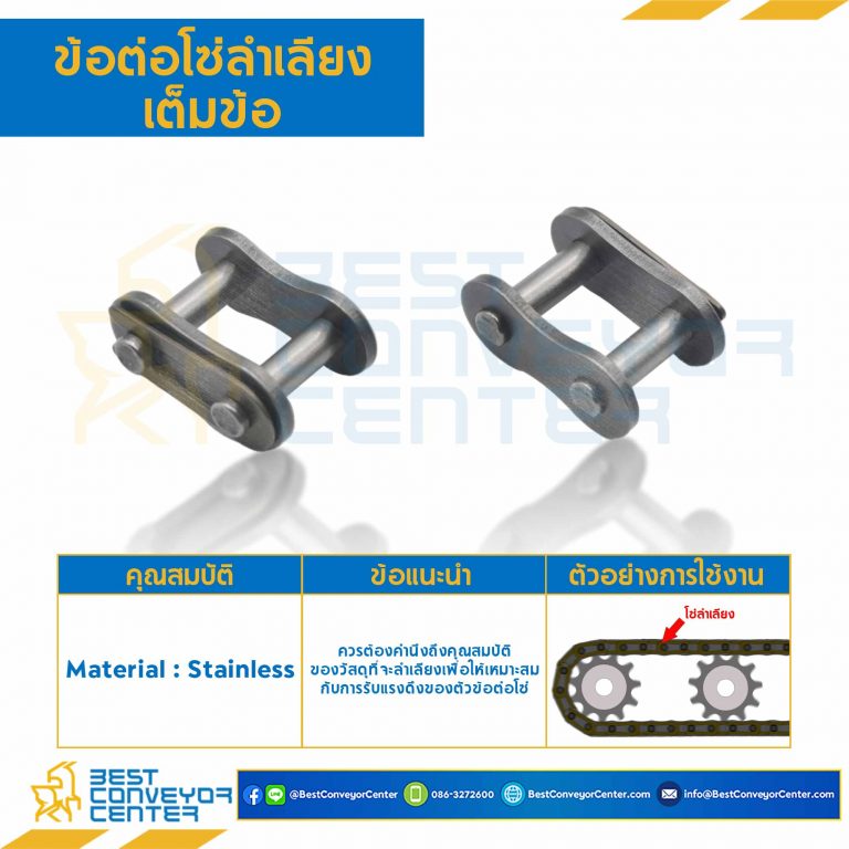ข้อต่อโซ่ลำเลียงสแตนเลสเต็มข้อ C2060SS : CL-C2060HSS