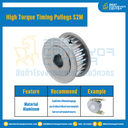 มู่เล่ย์ไทม์มิ่งแรงบิดสูง Pulley Timing High Torque S2M หน้ากว้าง 4 mm. 30 ฟัน : HT-S2M-4-30TAAL