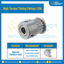 มู่เล่ย์ไทม์มิ่งแรงบิดสูง Pulley Timing High Torque S2M หน้ากว้าง 6 mm. 22 ฟัน : HT-S2M-6-22TKSS