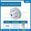 มู่เล่ย์ไทม์มิ่งแรงบิดสูง Pulley Timing High Torque P2M หน้ากว้าง 6 mm. 60 ฟัน : HT-P2M-6-60TBAL