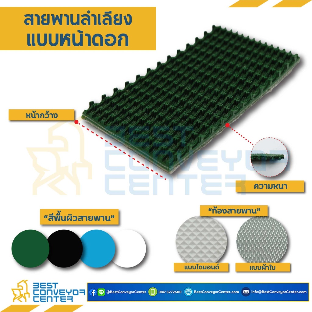 RT-PVC-5-W20xL1540-GR ; สายพานหน้าดอก PVC สีเขียว หนา 5 mm. กว้าง 20 mm. ยาว 1,540 mm. (ต่อกลม)