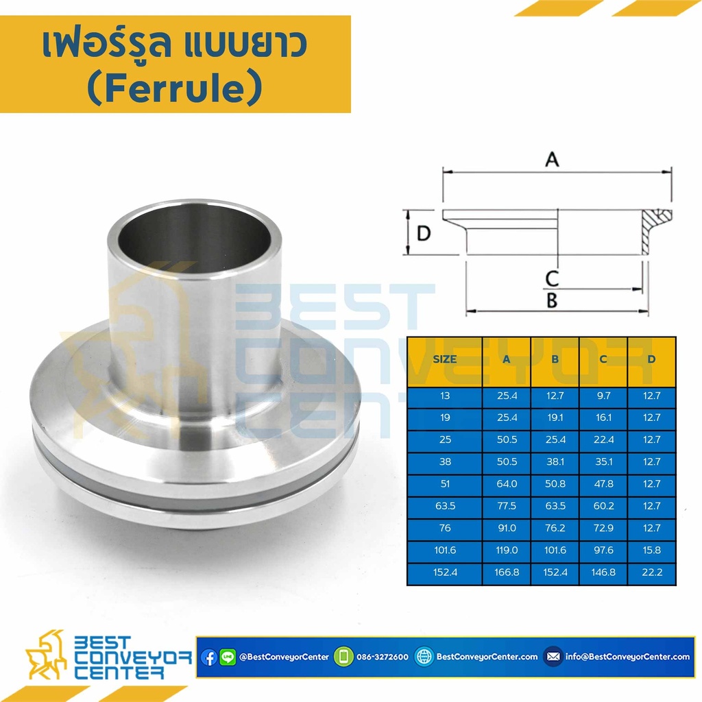 เฟอร์รูลแบบยาว ขนาด 152.4 mm. : FL152.4