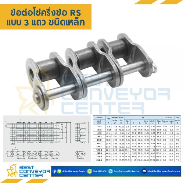 CL40R3P0.5 ข้อต่อครึ่งข้อ 3 แถว No.40 (Steel) (สำเนา)