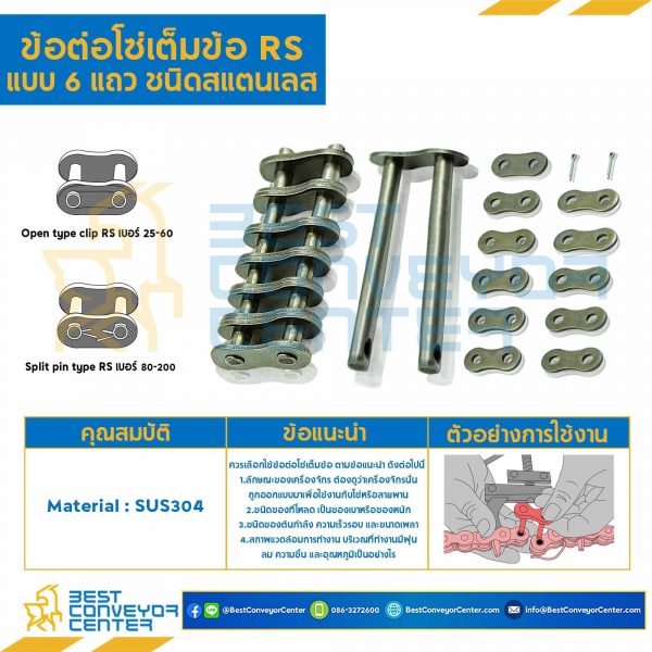 ข้อต่อเต็มข้อ 6 แถว No.60 : CL60R6P1SS (สำเนา)