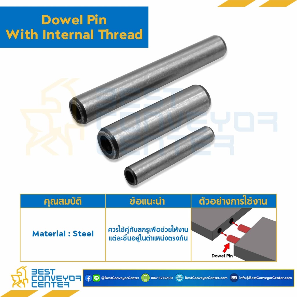 Dowel Pin In 10×30-S ปิ๊นกลมเกลียวใน ขนาด 10×30 (Steel)