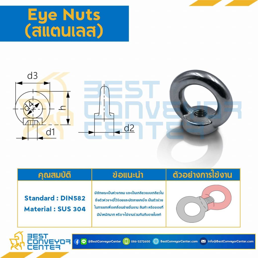 ENSS-M20 Eye Nut สแตนเลส M20