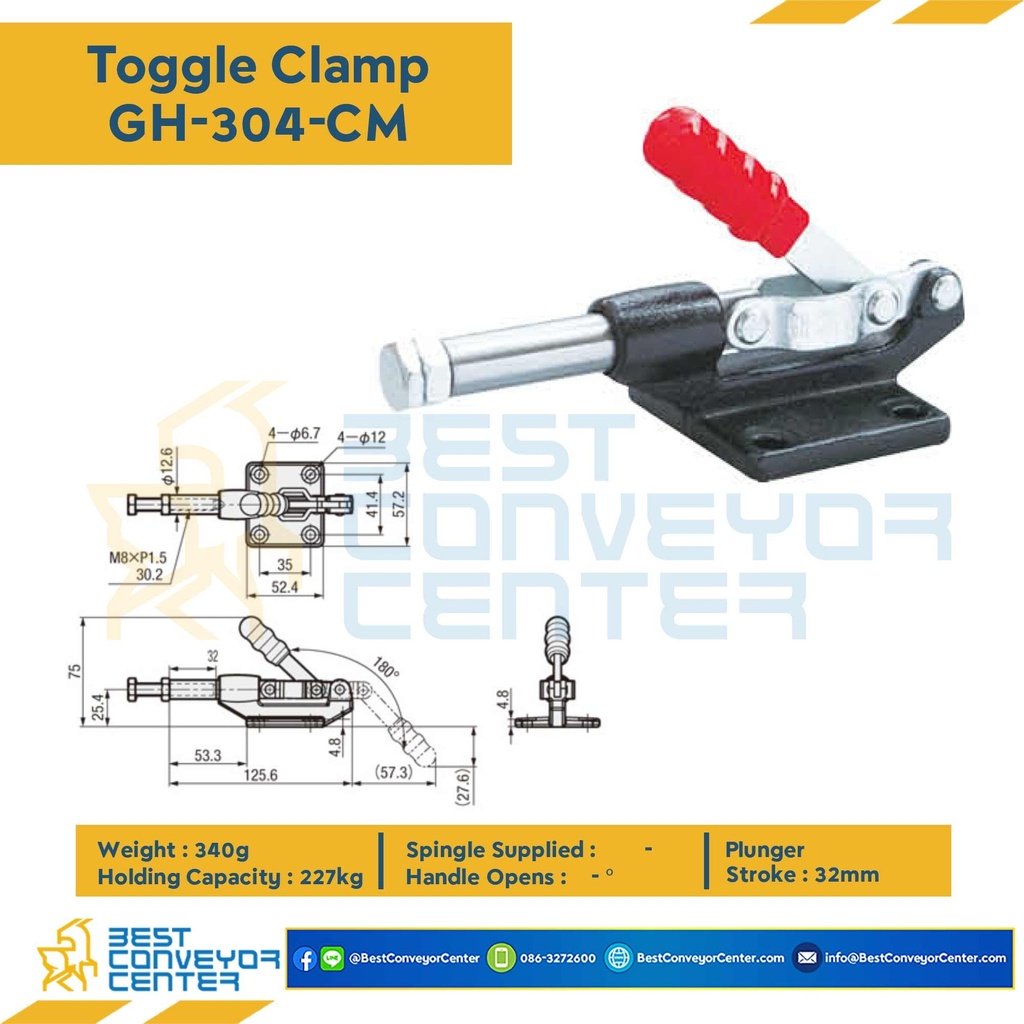 GH-304-CM ; Toggle Clamp แบบดัน GH-304-CM.Mild Steel Zinc Plated