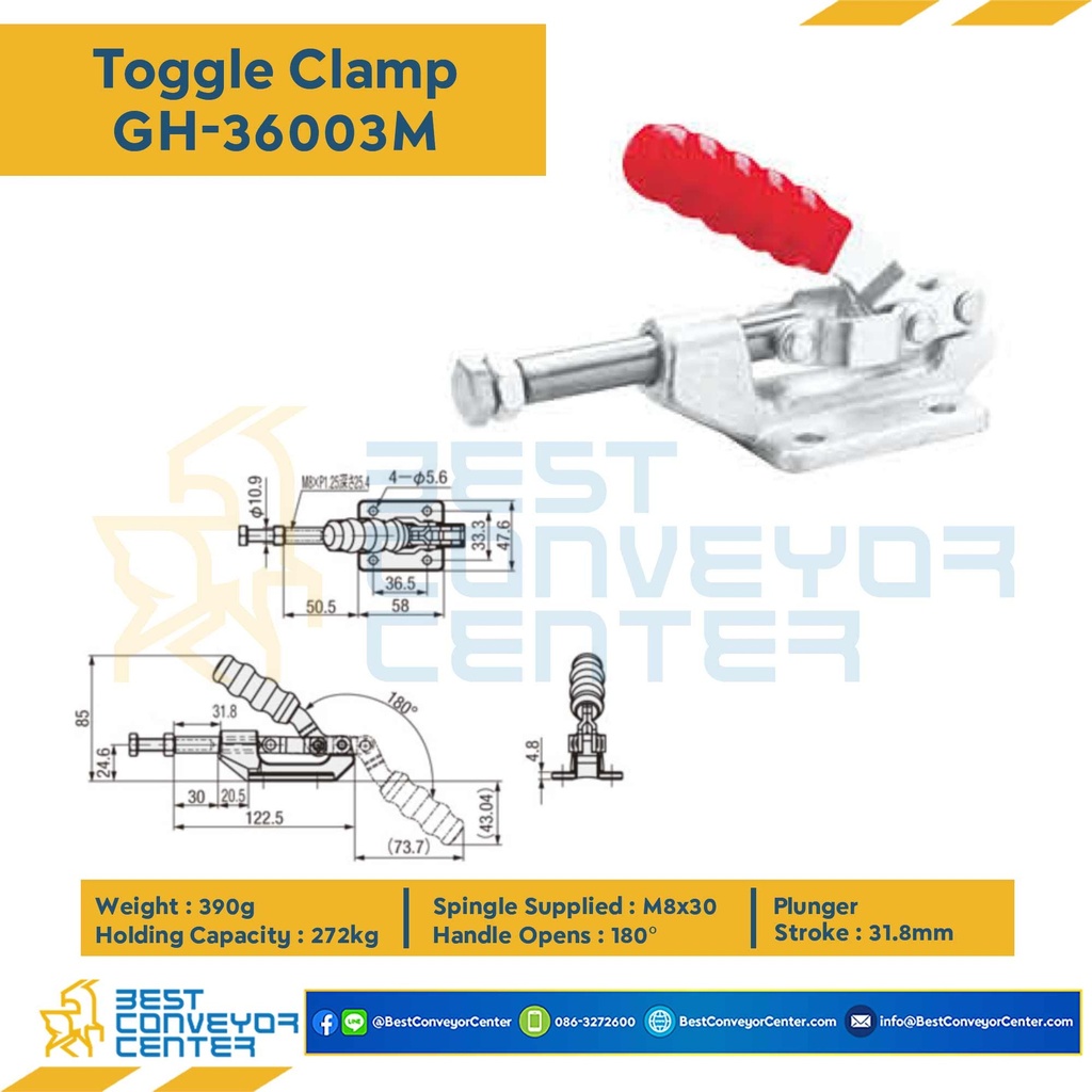 GH-36003M ; Toggle Clamp แบบดัน GH-36003M.Mild Steel Zinc Plated