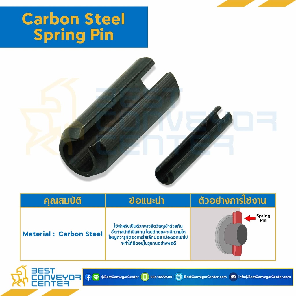Spring Pin 5×40-B ; ปิ๊นตะกุด-ปิ๊นผ่า ขนาด 5×40 (Carbon Steel)