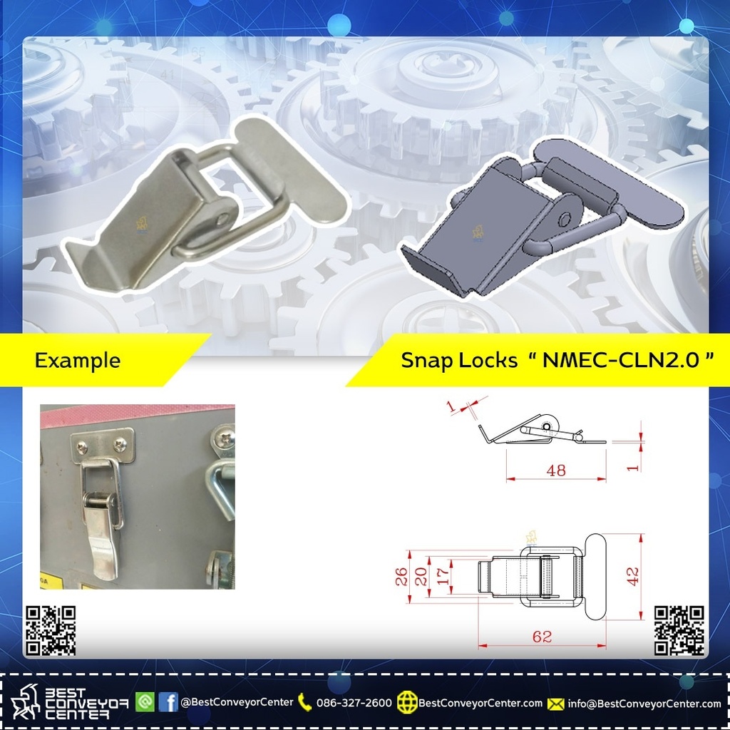 NMEC-CLN2.0-S ; Snap Locks แบบธรรมดา Model: NMEC-CLN ขนาด 2.0" (Steel Zinc)