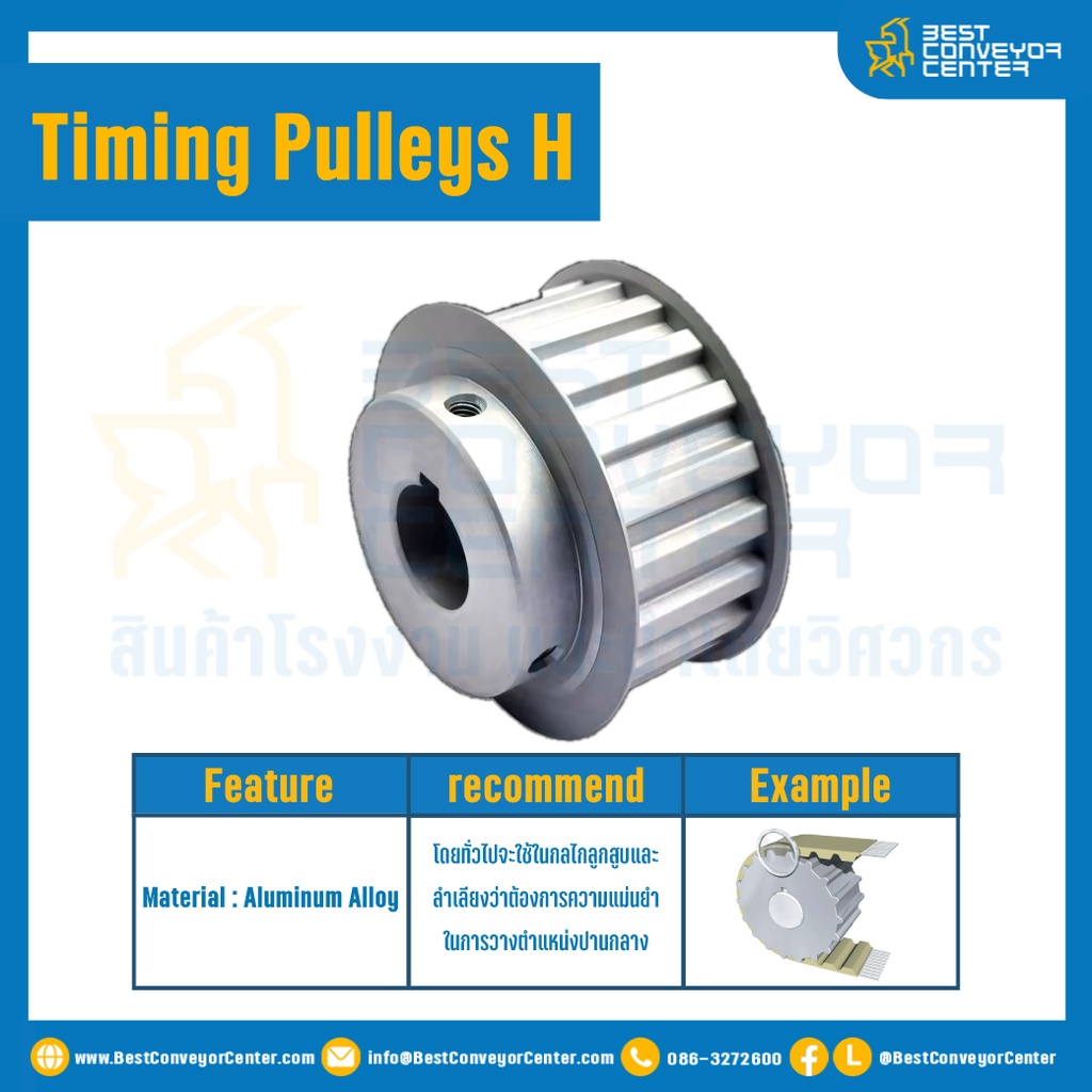 มู่เล่ย์ไทม์มิ่ง Pulley Timing H (มีดุม) หน้ากว้าง 38.1 mm. 14 ฟัน : Pulley Timing H-38.1-14TB