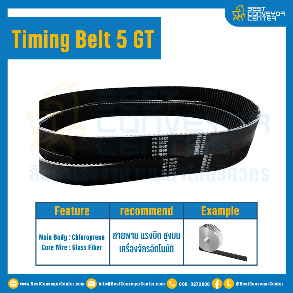 ไทม์มิ่ง เบลล์ Timing Belt 5GT 49 ฟัน ยาว 245 mm. : Timing Belt 5GT-49T-245