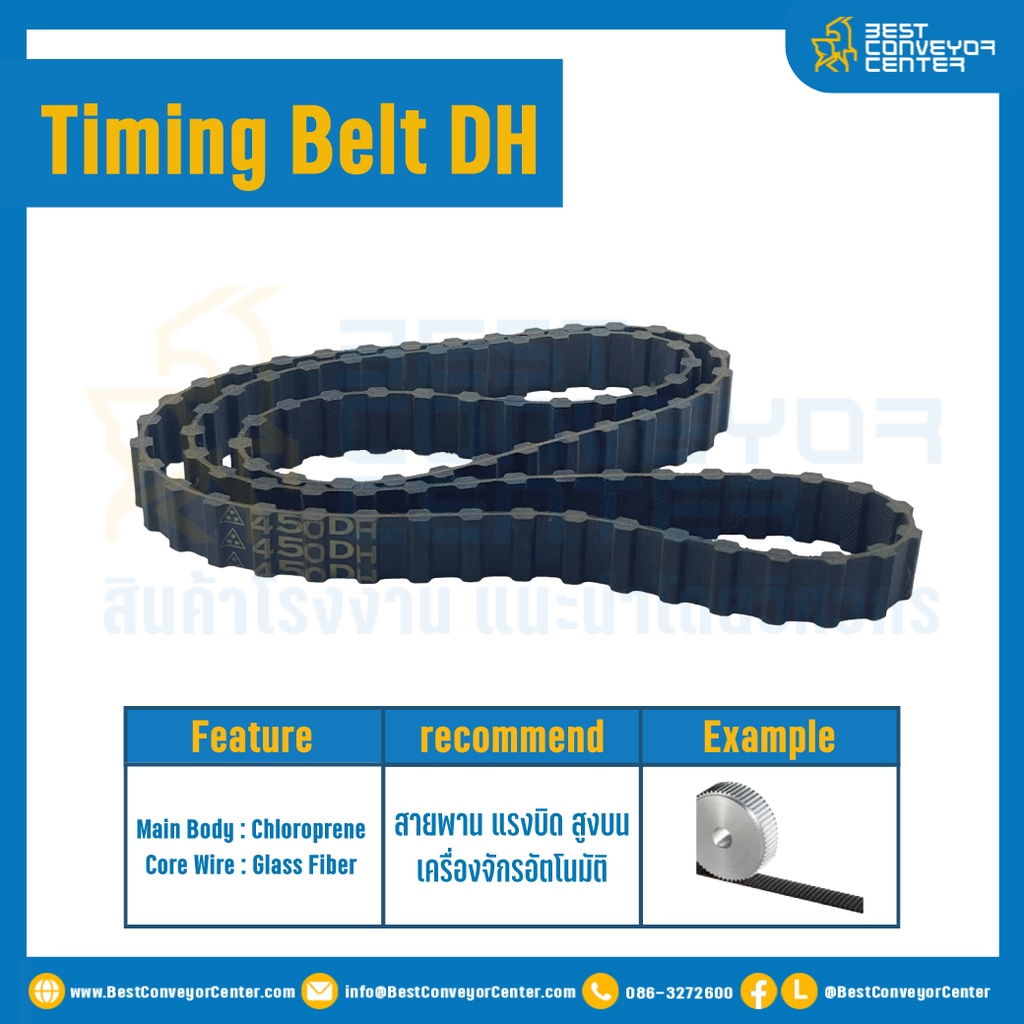 ไทม์มิ่ง เบลล์ Timing Belt DH 640 128 ฟัน ยาว 1625.6 mm. : Timing Belt DH 640-128T-1625.6