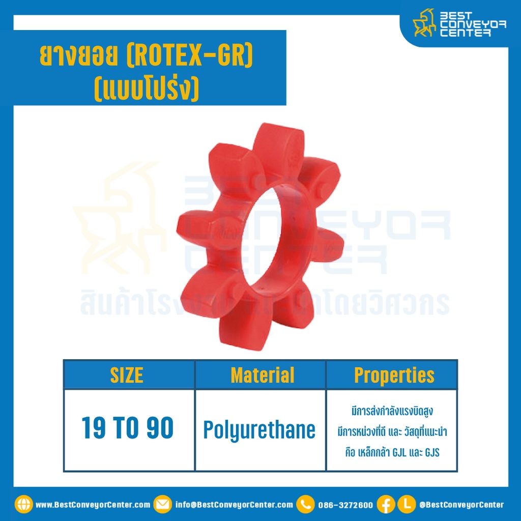 GR-19R-RED : ยางยอยสีเหลือง Rotex Coupling GR19, ยาง 6 แฉก