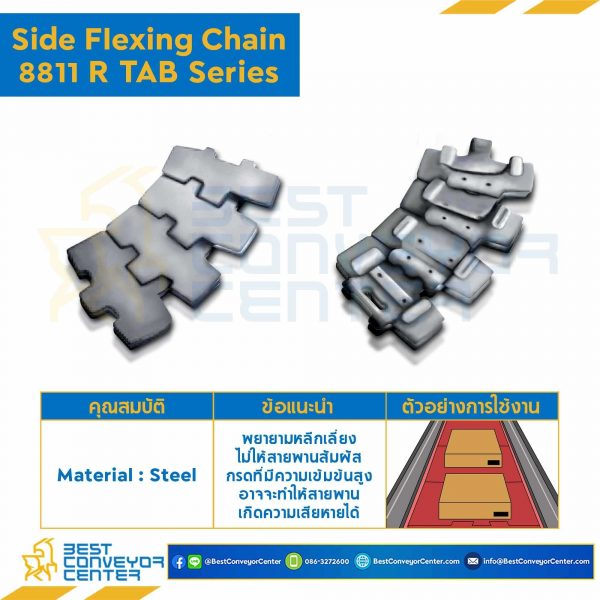 โซ่สแตนเลสทางโค้ง Table Top Chain SSC8811R TAB; 3.25 นิ้ว. : SSC8811R 325TAB