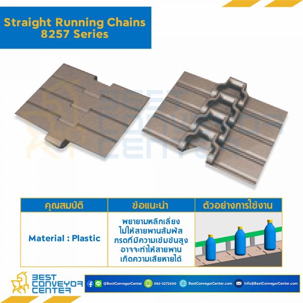 โซ่พลาสติกทางตรง Table Top Chain LF8257 ; 12 นิ้ว. : LF8257 120