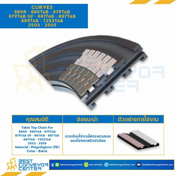 CURVES K=82.5, P=84 mm., R1 500, A50, VIAS 1, AG 100, Kg 2.4 FOR Chain 889TAB : 4701001-889TAB