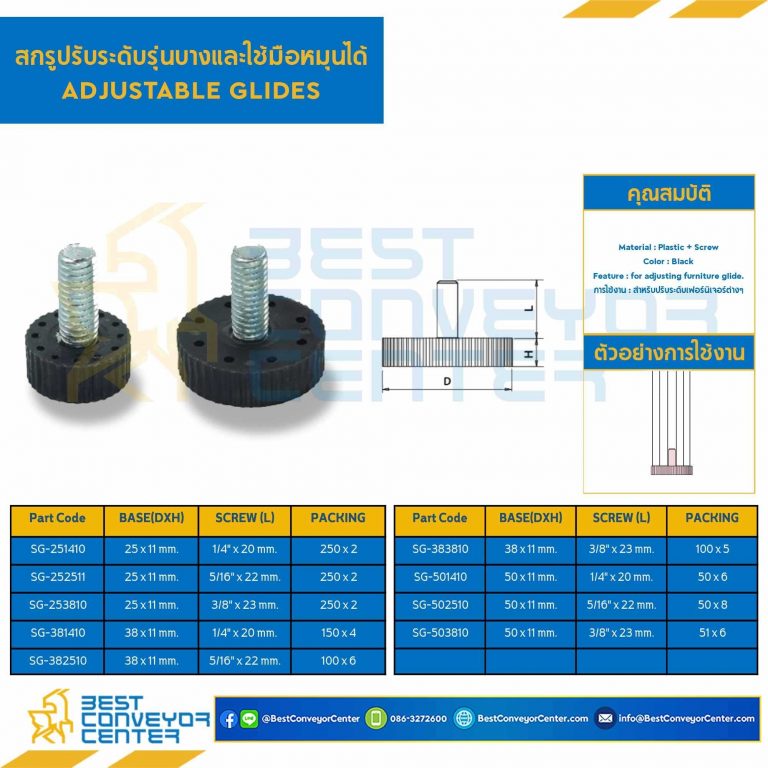 SG-382510 สกรูปรับระดับฐาน 38 mm. M5/16″x22 mm.