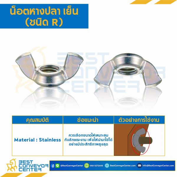 CHNHR-ST-M3 น็อตหางปลา เย็น ชนิด R เหล็ก ขนาดเกลียว M3