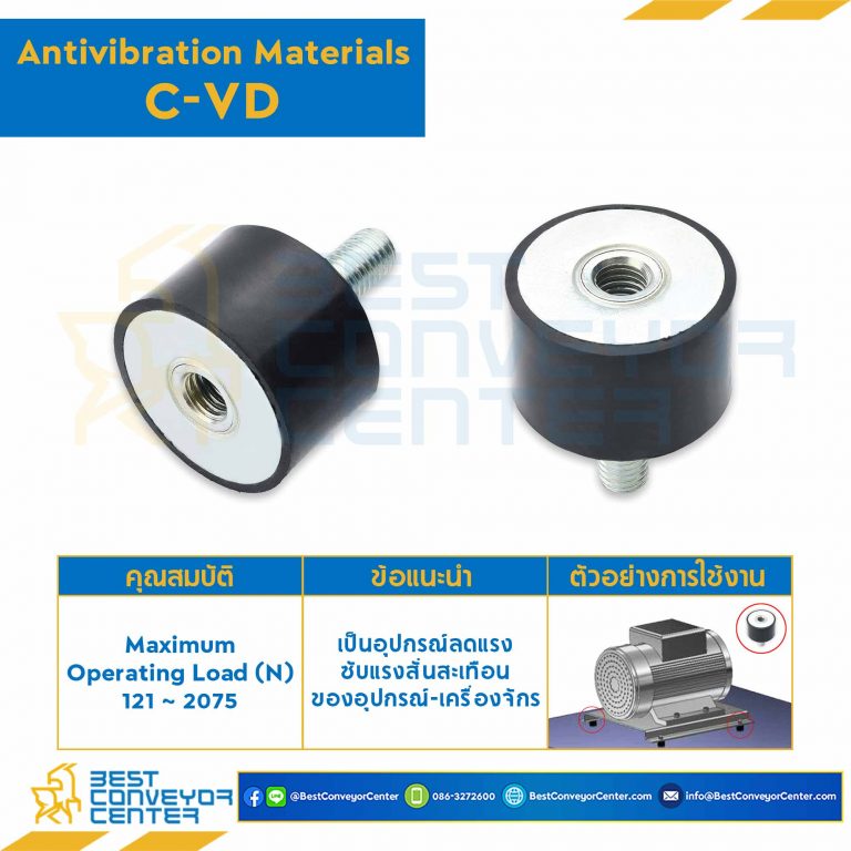 ลูกยางกันการสั่นสะเทือน ชนิด 1 รูต๊าปและ 1 สตัดเกลียว : C-VD4025-M8x40