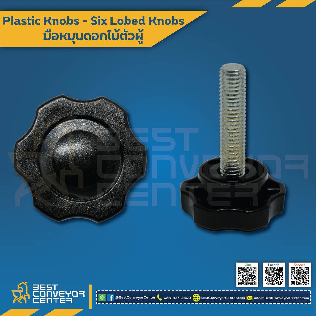 PKB6-M8L20S : มือหมุนดอกไม้ตัวผู้ M8x20 mm. (Steel Zinc)