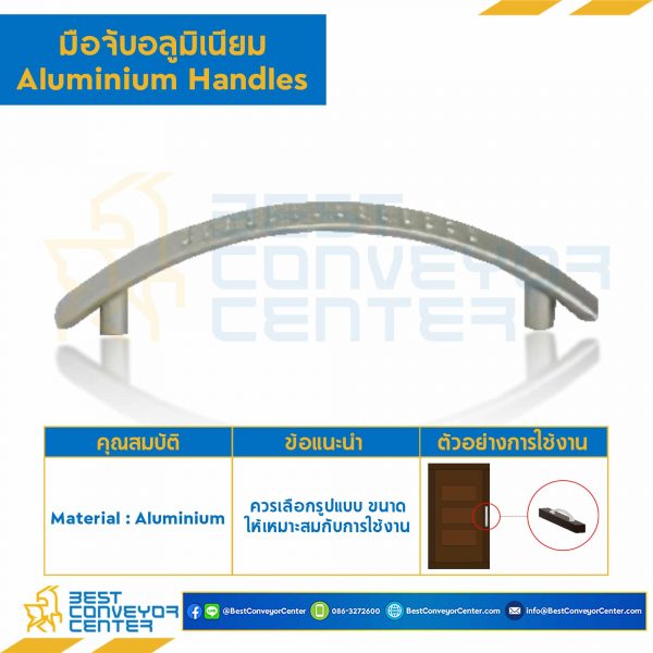 THA-0001-96 มือจับอลูมิเนียม THA-0001 ขนาด 122×28.5 ระยะห่างรู 96 mm.