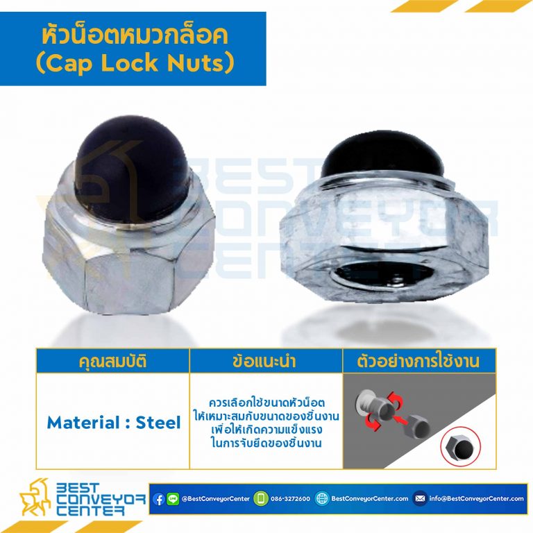 หัวน็อตหมวกล็อค ขนาด M5x0.8 ขอบ 8.0 mm. : CLN-M5