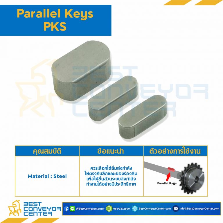Parallel Key แบบกลม ที่ปลายทั้งสองด้าน ขนาด 8×55 mm. เหล็ก : Parallel Key PKS 8×55-S