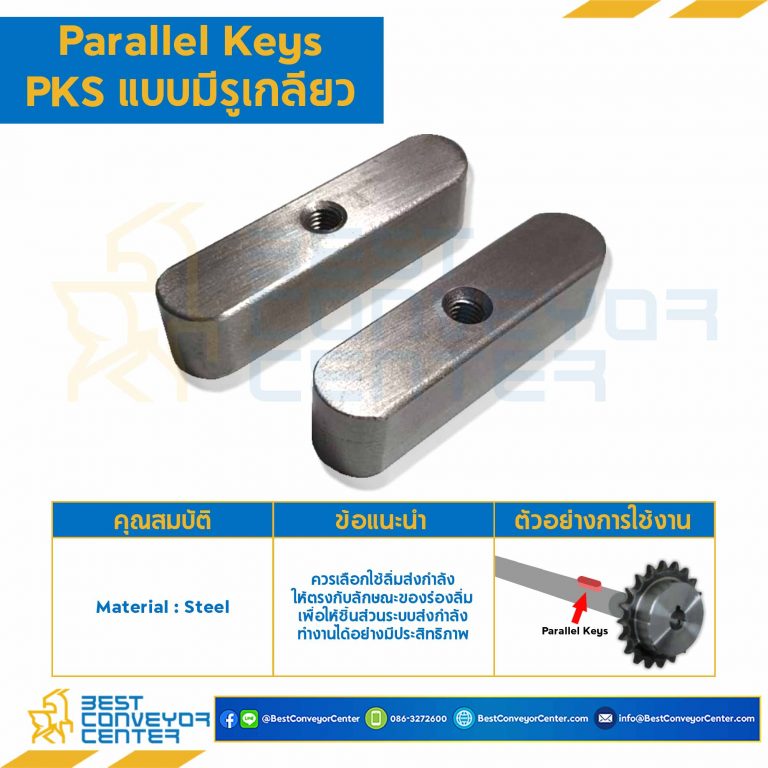 Parallel Key แบบกลม รูเกลียว M4 ที่ปลายทั้งสองด้าน ขนาด 10xL40 mm. เหล็ก : Parallel Key PKS M4-10×40-S