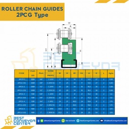Roller Chain Guide W33.5H51 : 2PCG-5SS-16B1