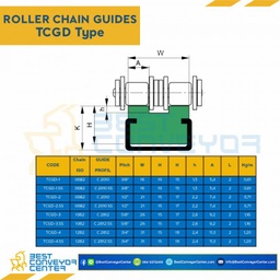 Roller Chain Guide W26H15 : TCGD-3SS-10B2
