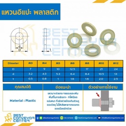 แหวนอีแปะพลาสติก M3 ขอบ 7 mm. รู 3.2 mm. : W-M3-D7x3.2P