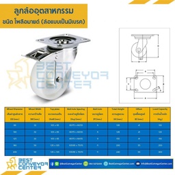 ลูกล้อ POLYAMIDE แบบแป้นเบรค ขนาด 100 mm. : NYP-B-100