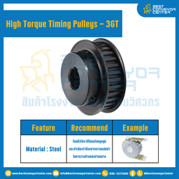 มู่เล่ย์ไทม์มิ่งแรงบิดสูง Pulley Timing High Torque 3GT หน้ากว้าง 6 mm. 34 ฟัน : HT-3GT-6-34TBS